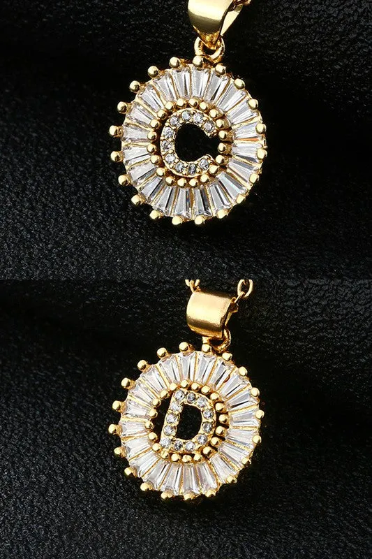 Initial Sun Pendant Necklace