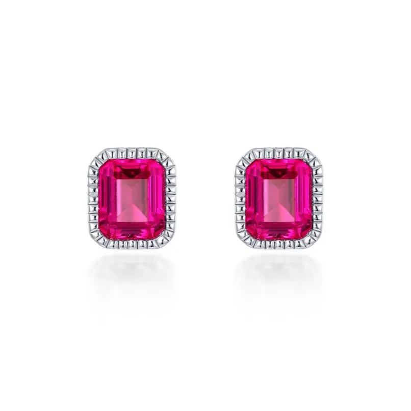 July Birthstone Solitaire Stud Earrings