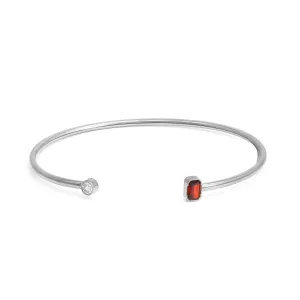 July Ruby Birthstone Bangle - Silver
