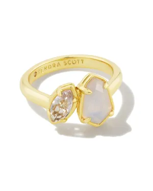 Kendra Scott  Alexandria Cocktail Ring Gold Neutral Mix Size 9