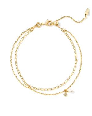 Kendra Scott Eve Gold Multi Strand Bracelet in White Pearl