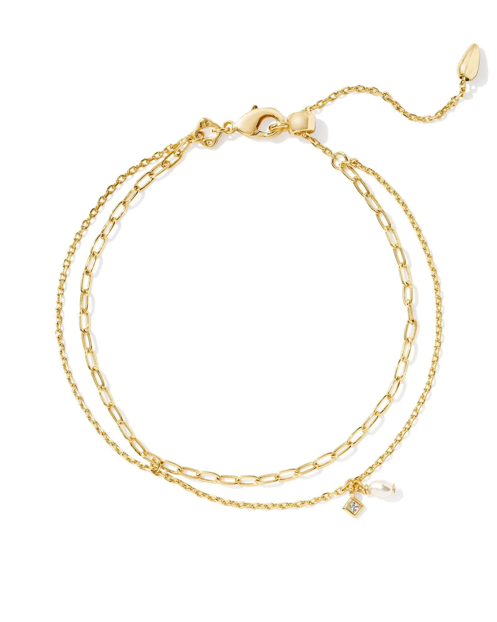 Kendra Scott Eve Gold Multi Strand Bracelet in White Pearl