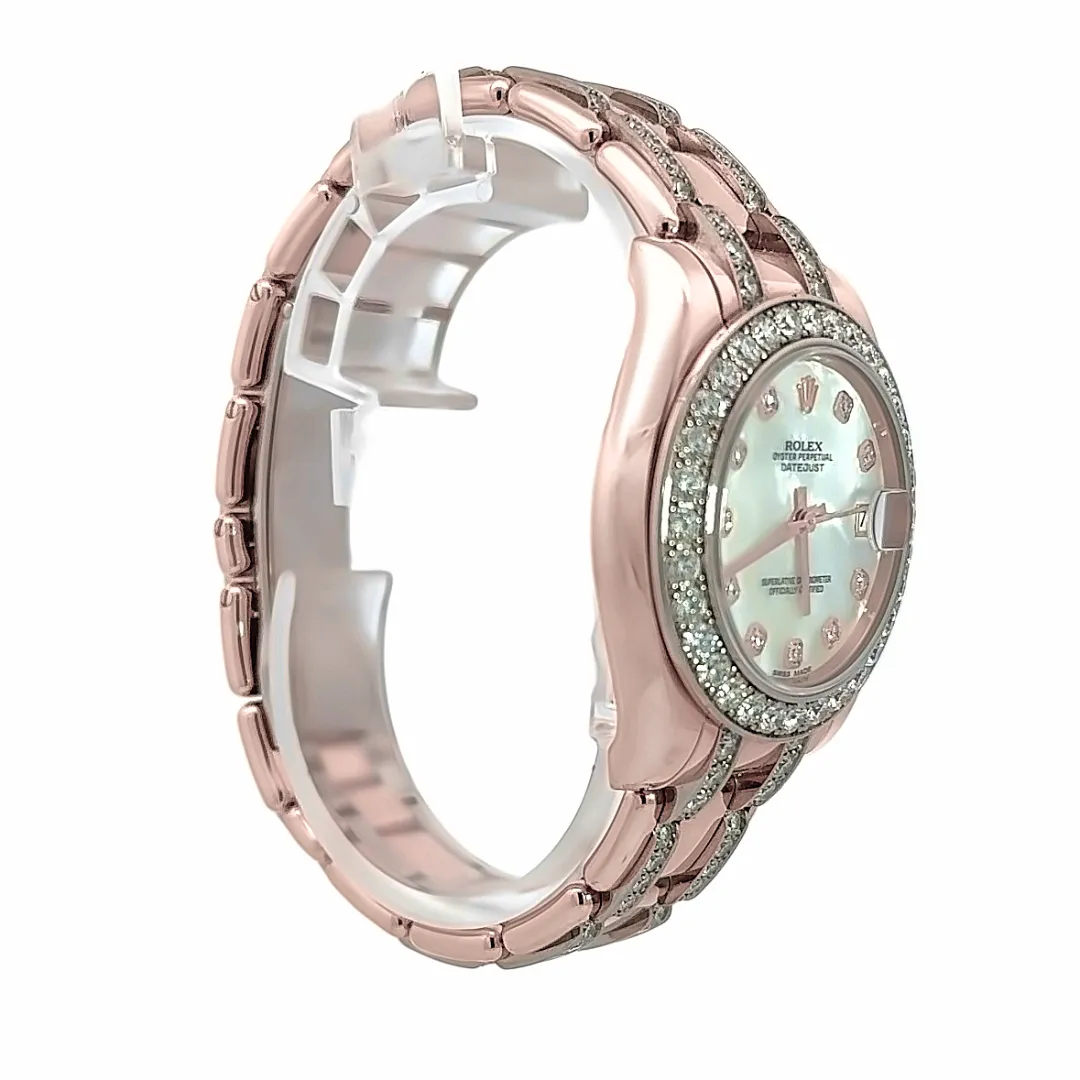 Kirkland Jewelry Estate | Rolex Pearlmaster Rose Gold White Mother of Pearl Diamond Dial & Diamond Bezel