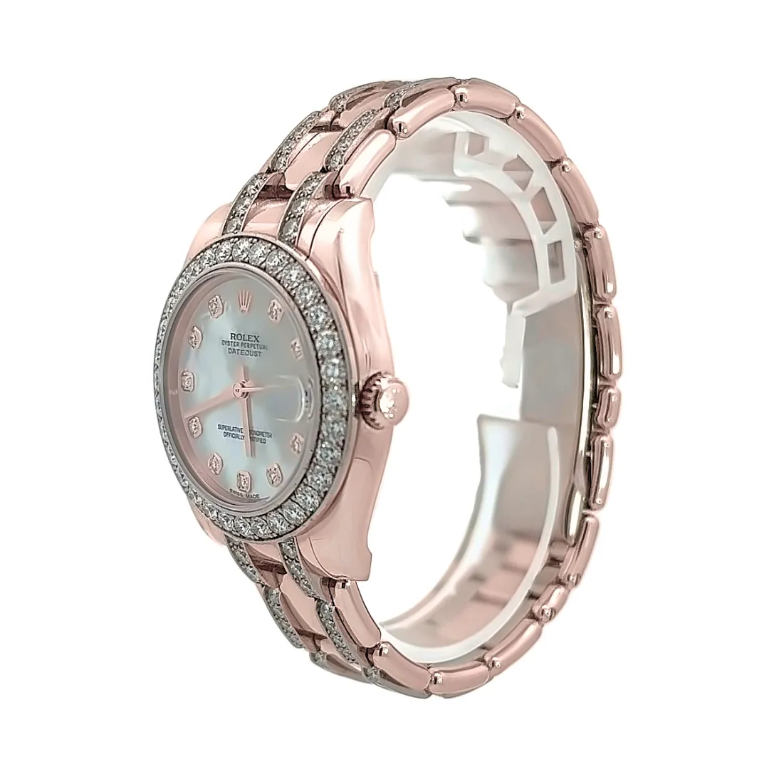 Kirkland Jewelry Estate | Rolex Pearlmaster Rose Gold White Mother of Pearl Diamond Dial & Diamond Bezel