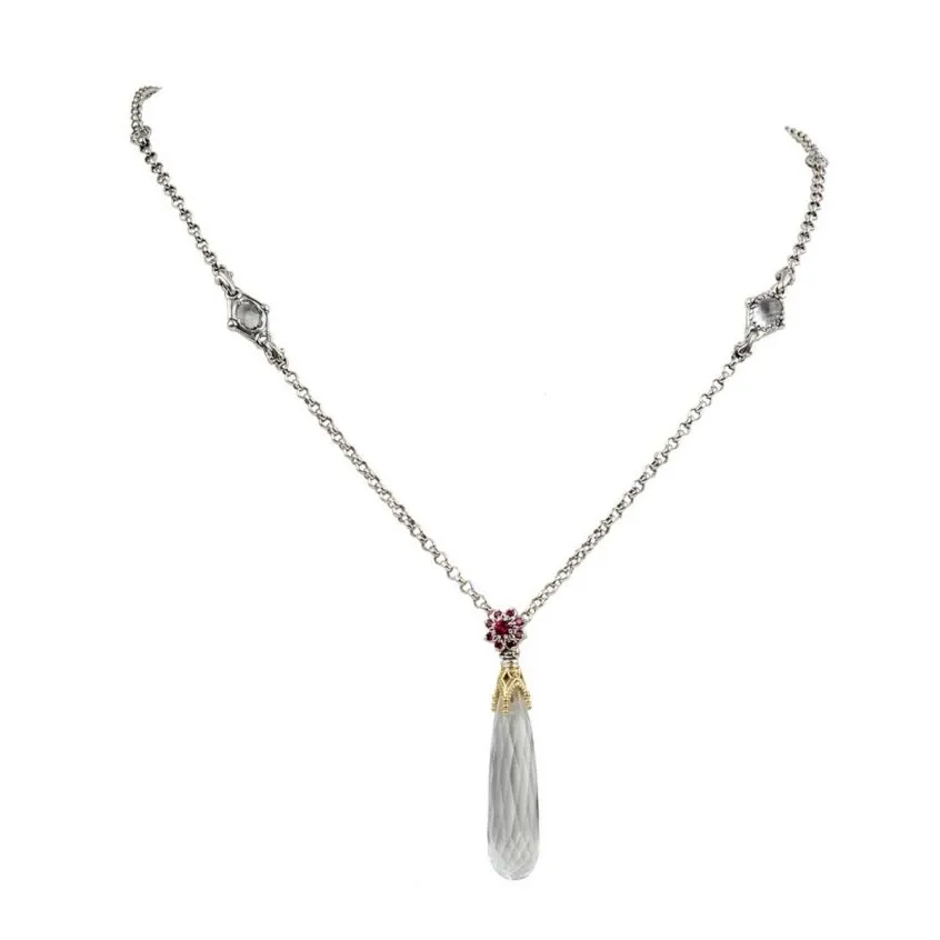 Konstantino Pythia Collection Silver & Gold Crystal and Corundum Necklace