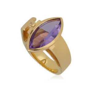 Kosmos Amethyst & Weiß Topas Cocktail Ring in Vergoldetem Sterling Silber