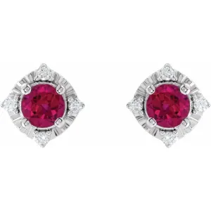 Lab Created Ruby Earrings with Diamonds