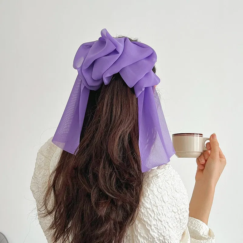Large Chiffon Barrette Bow