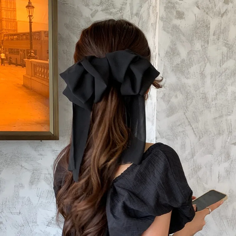 Large Chiffon Barrette Bow