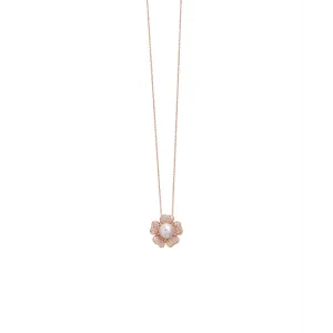 Le Vian 14K Strawberry Gold Freshwater Pearl and Vanilla Diamond Flower Pendant Necklace