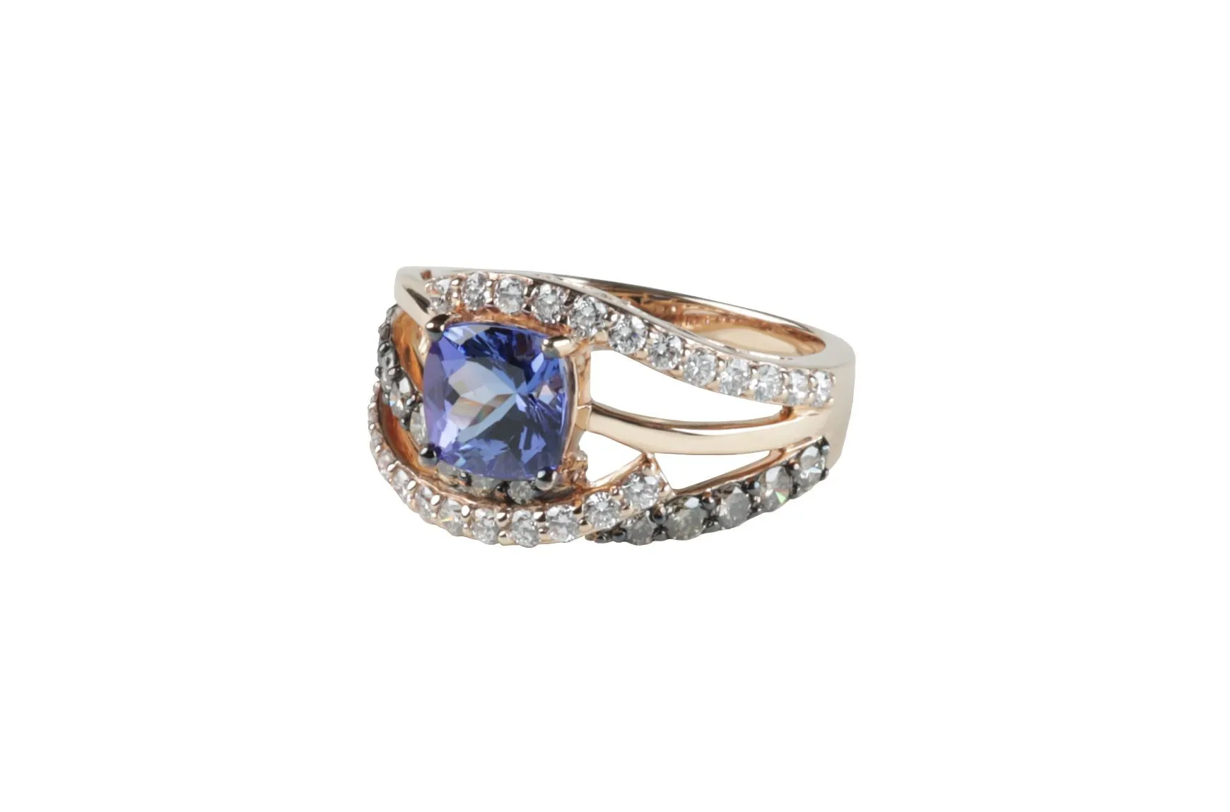 LeVian 1.4 ct Tanzanite and Diamond Ring Strawberry Gold