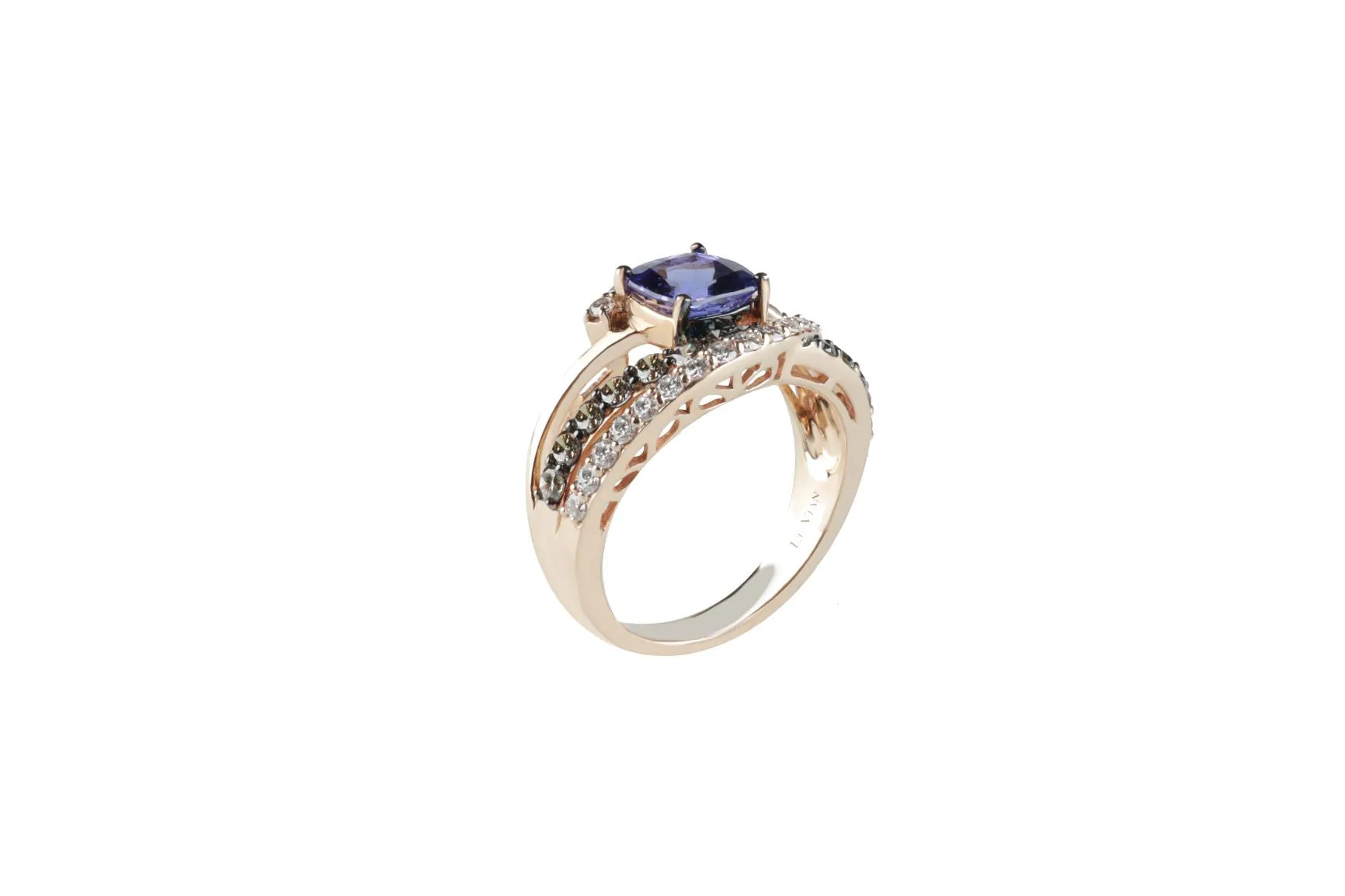 LeVian 1.4 ct Tanzanite and Diamond Ring Strawberry Gold