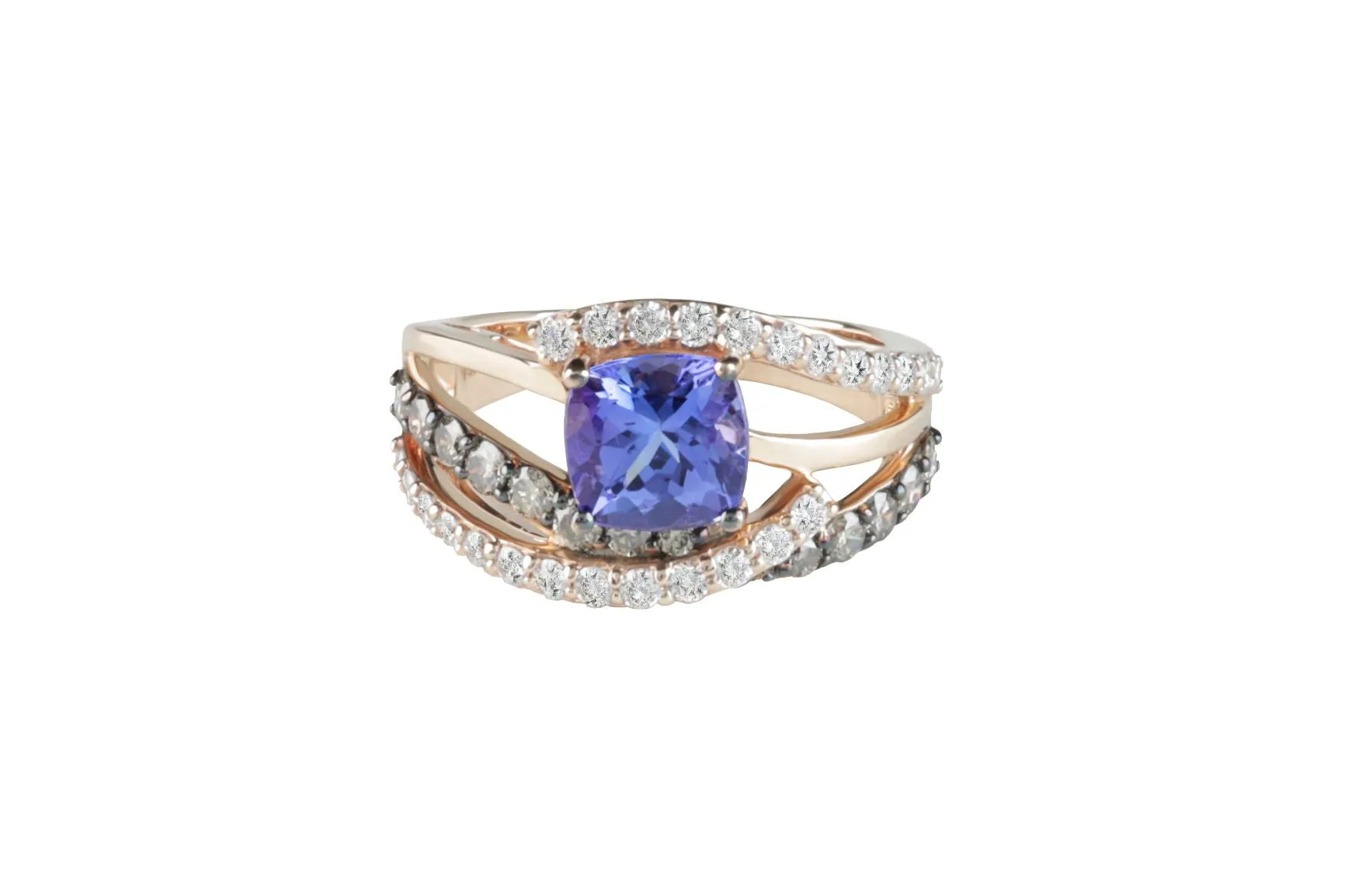 LeVian 1.4 ct Tanzanite and Diamond Ring Strawberry Gold