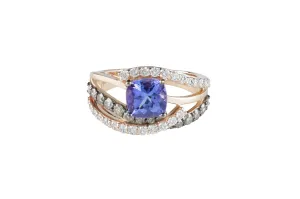 LeVian 1.4 ct Tanzanite and Diamond Ring Strawberry Gold
