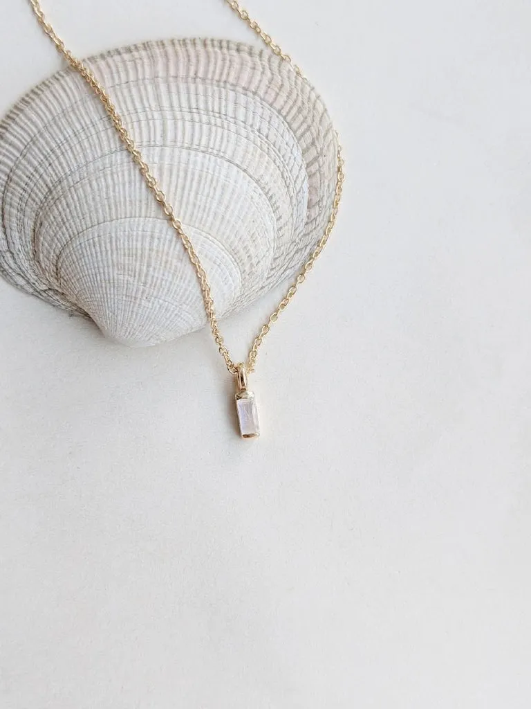 Little Gold Vesper Necklace (Moonstone)