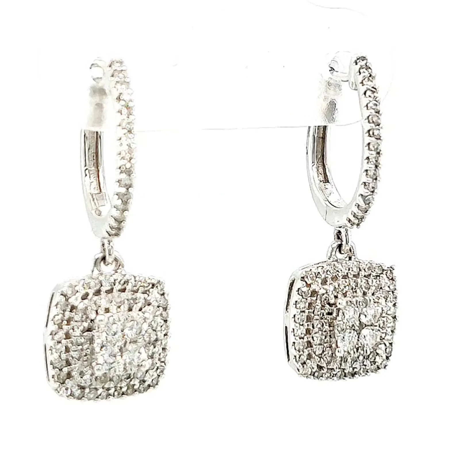 London 9ct White Gold Round Brilliant Cut with 1/2 CARAT tw of Diamonds Drop Earrings