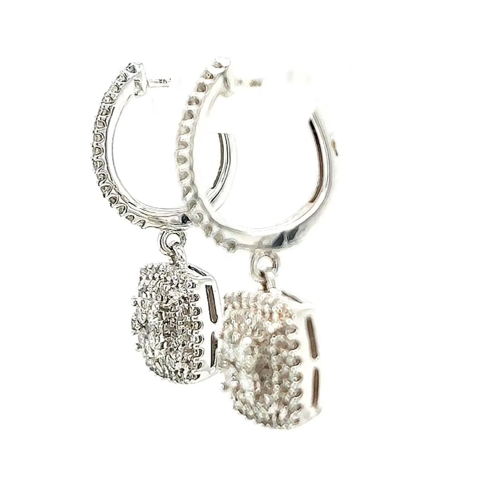 London 9ct White Gold Round Brilliant Cut with 1/2 CARAT tw of Diamonds Drop Earrings