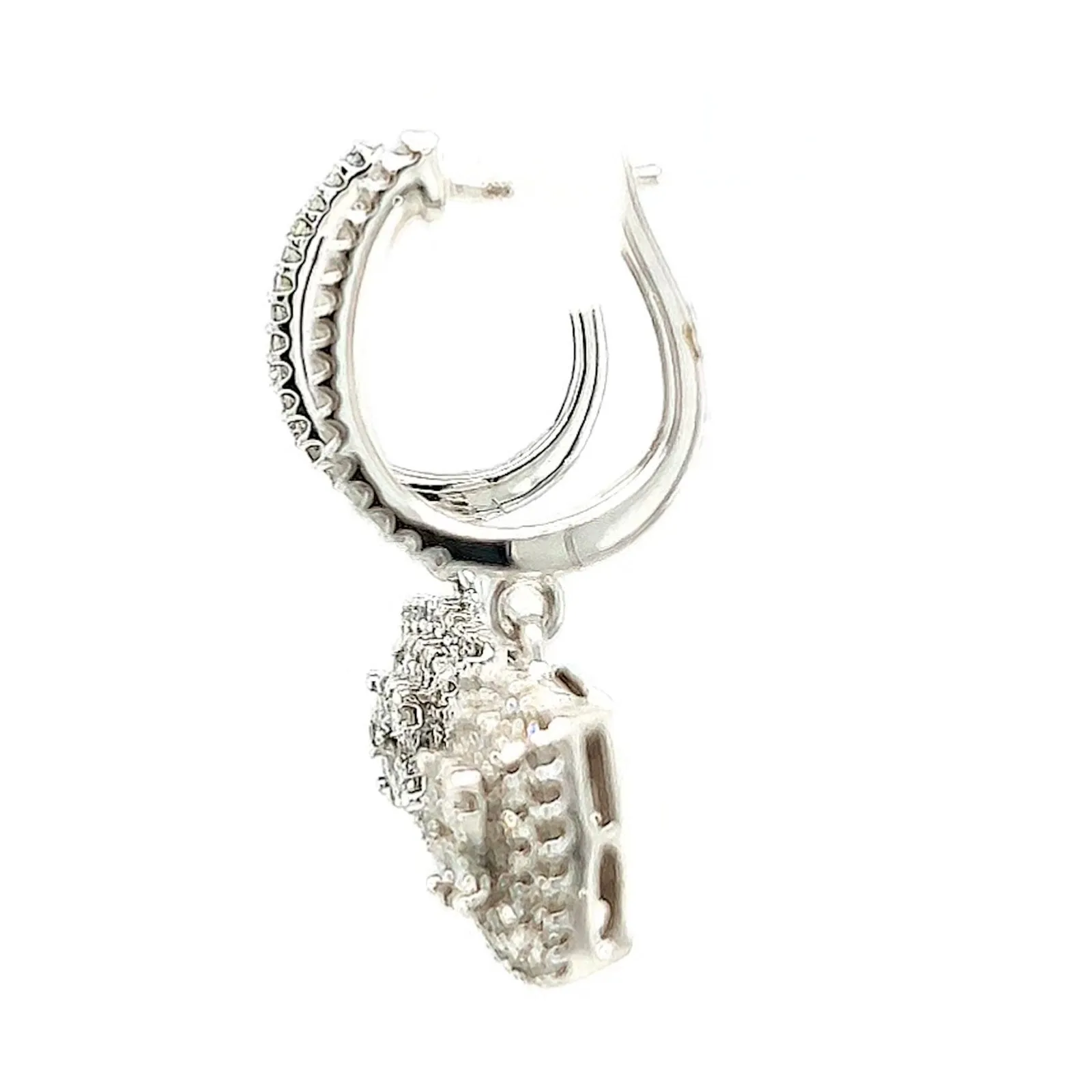 London 9ct White Gold Round Brilliant Cut with 1/2 CARAT tw of Diamonds Drop Earrings