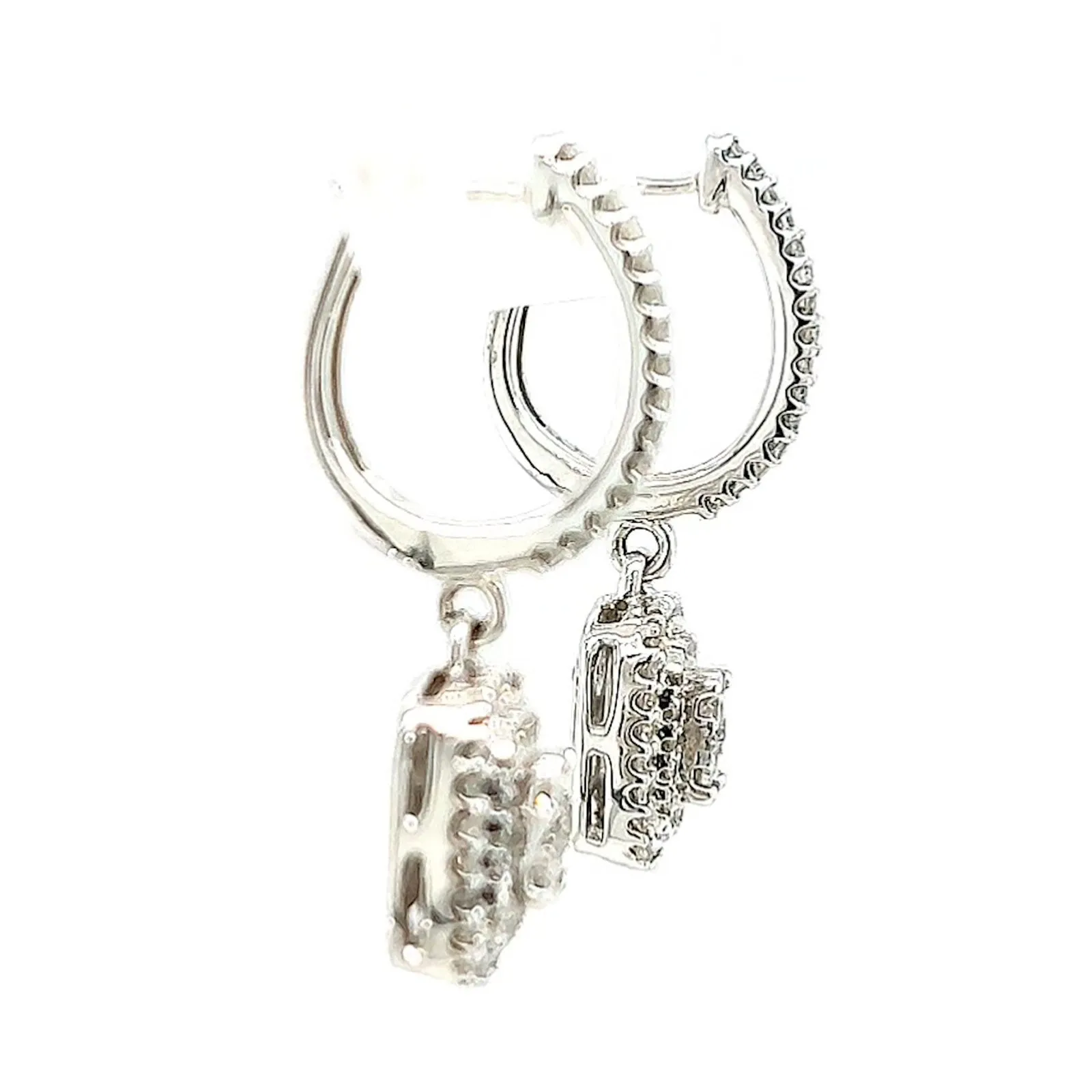 London 9ct White Gold Round Brilliant Cut with 1/2 CARAT tw of Diamonds Drop Earrings