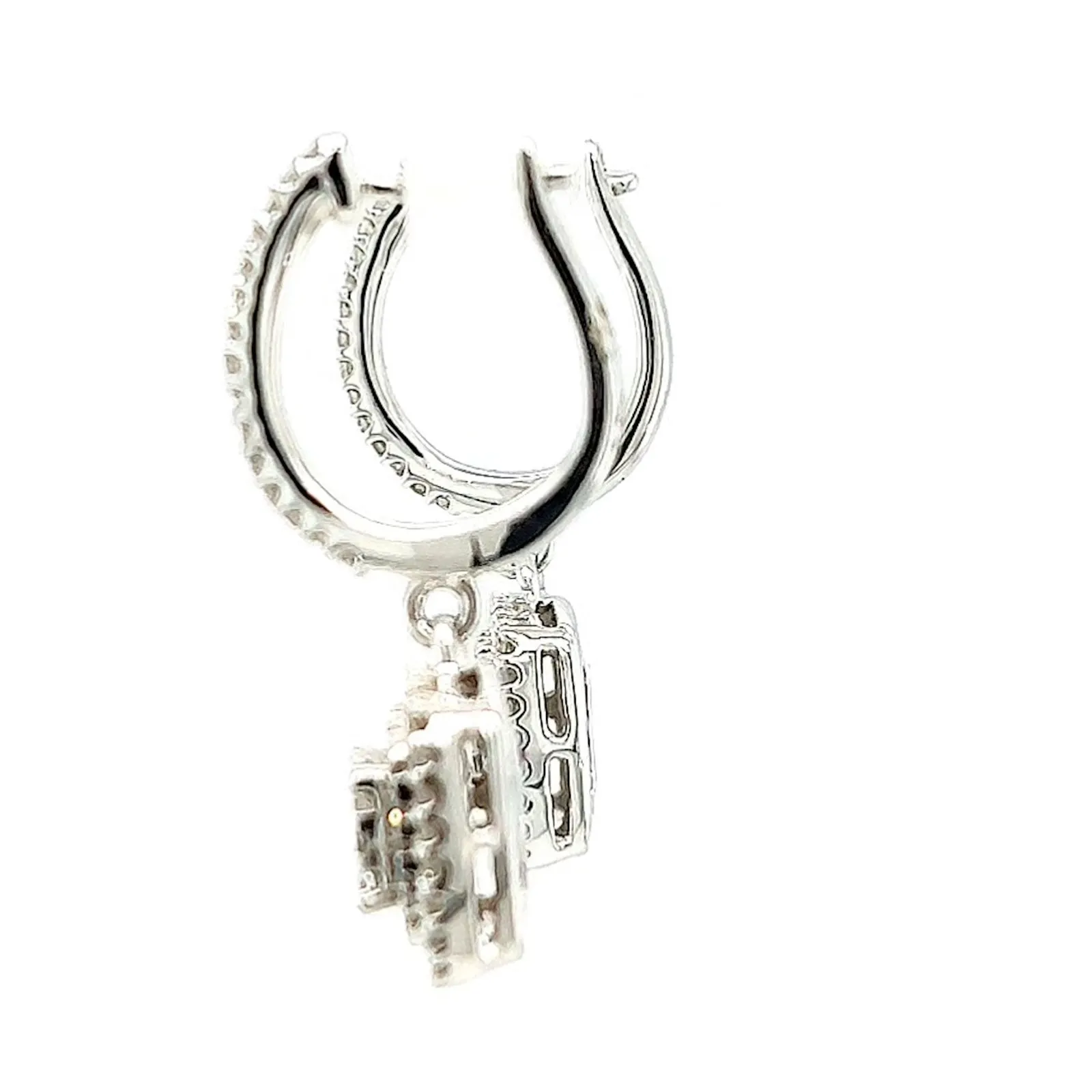 London 9ct White Gold Round Brilliant Cut with 1/2 CARAT tw of Diamonds Drop Earrings