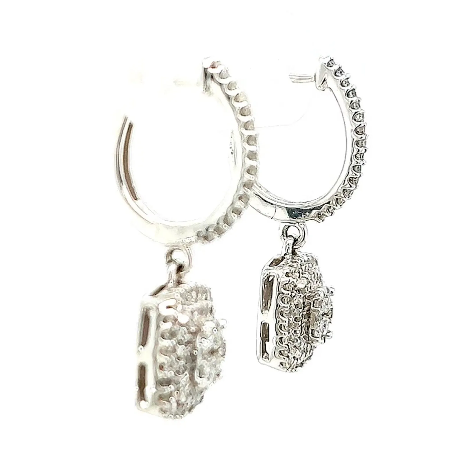 London 9ct White Gold Round Brilliant Cut with 1/2 CARAT tw of Diamonds Drop Earrings