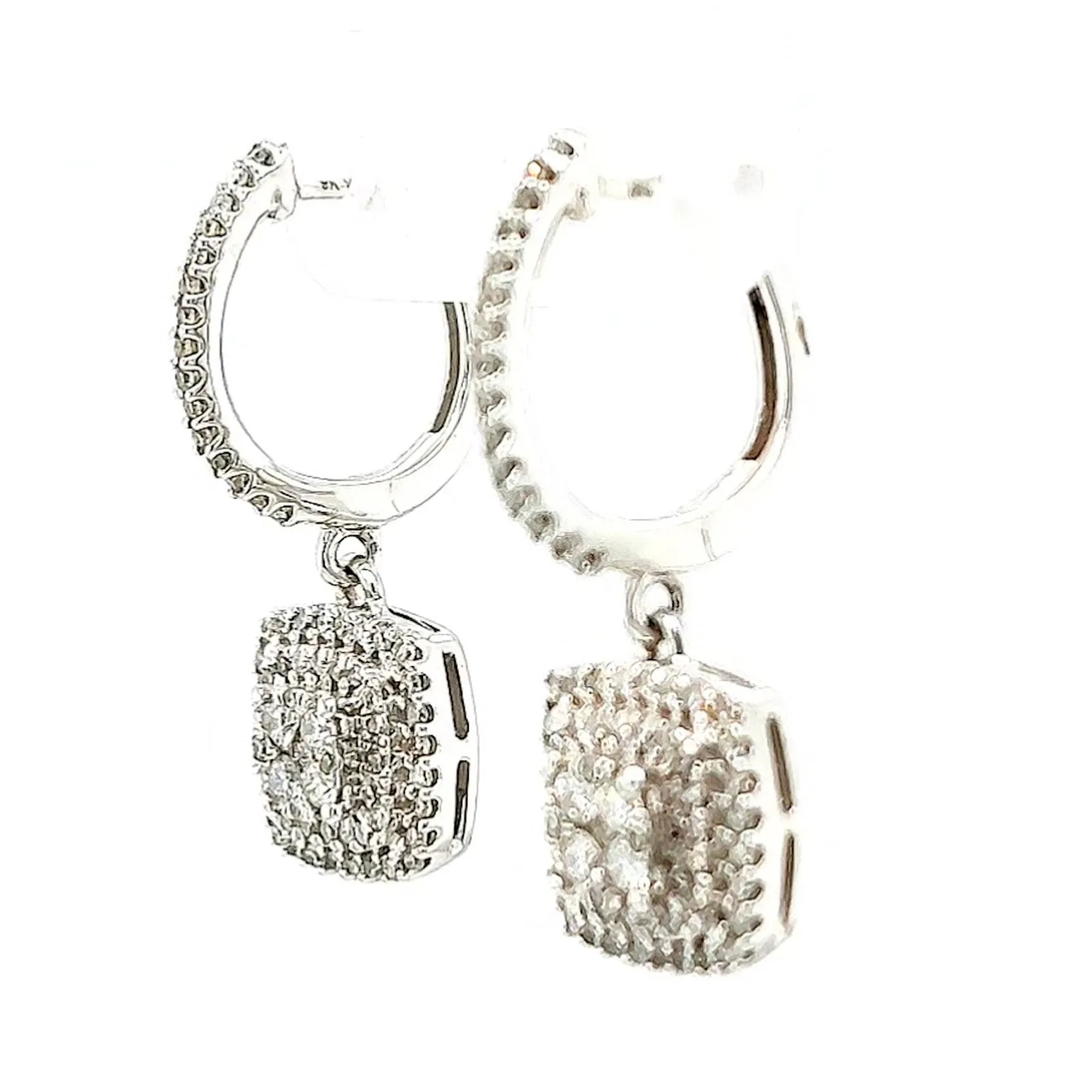 London 9ct White Gold Round Brilliant Cut with 1/2 CARAT tw of Diamonds Drop Earrings