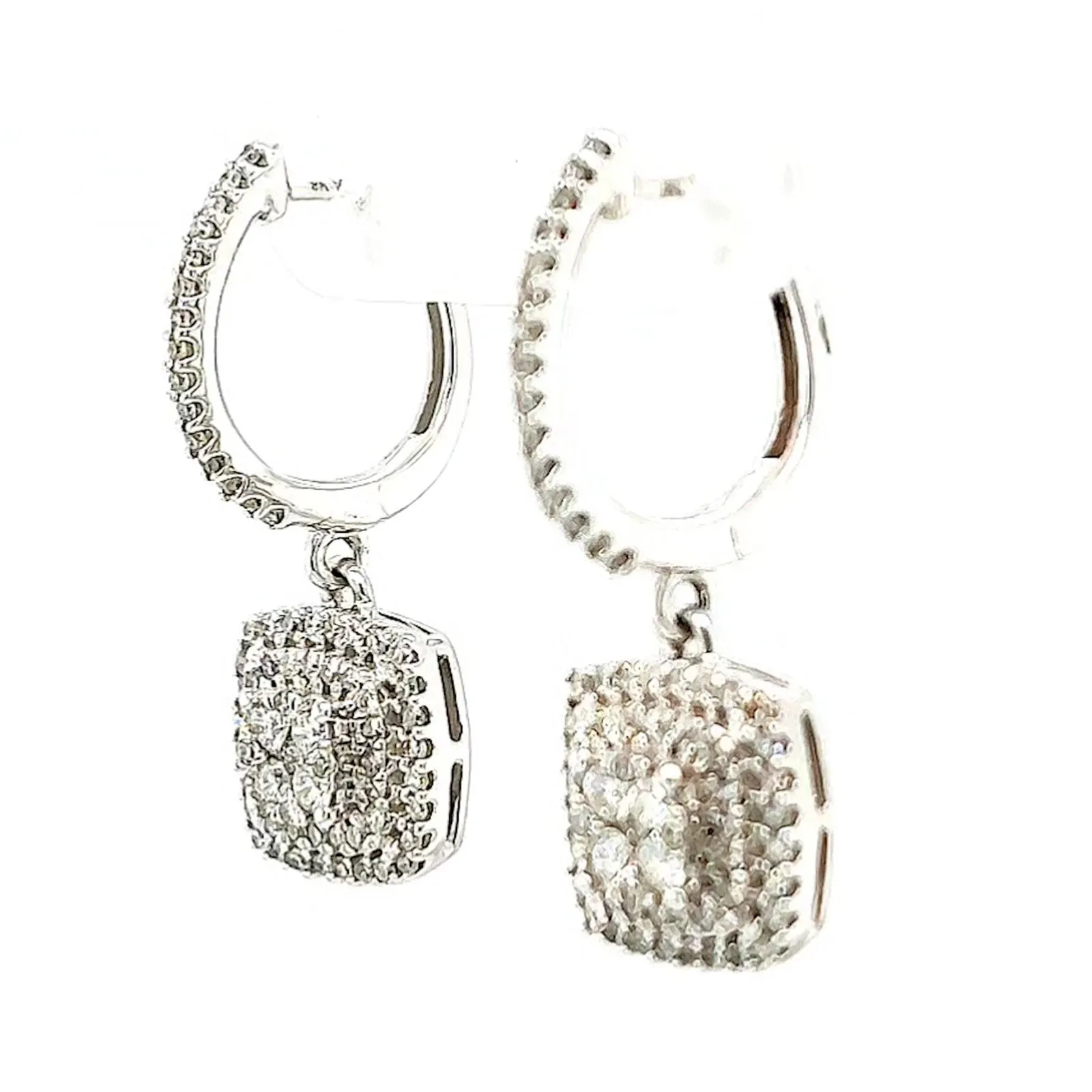 London 9ct White Gold Round Brilliant Cut with 1/2 CARAT tw of Diamonds Drop Earrings