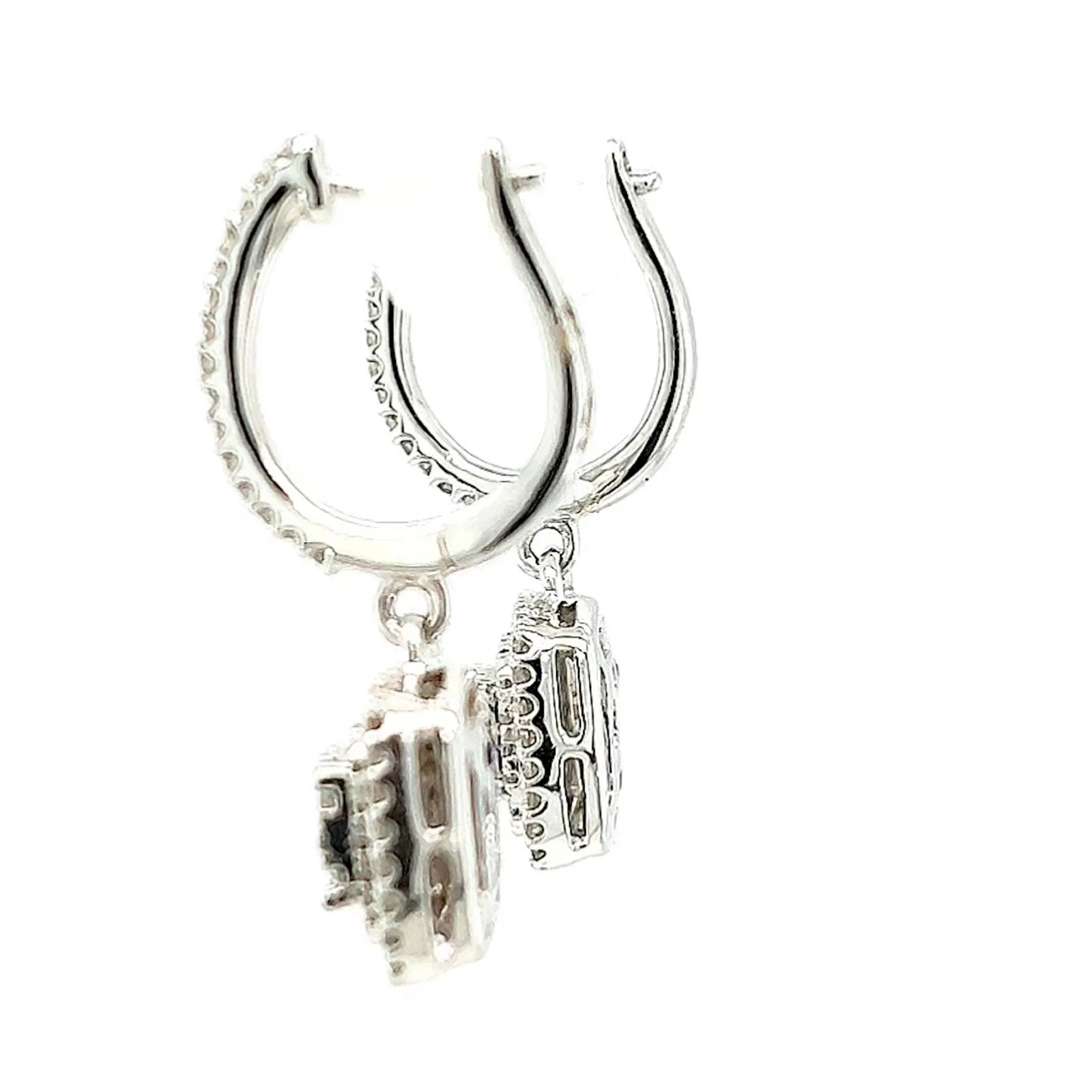 London 9ct White Gold Round Brilliant Cut with 1/2 CARAT tw of Diamonds Drop Earrings