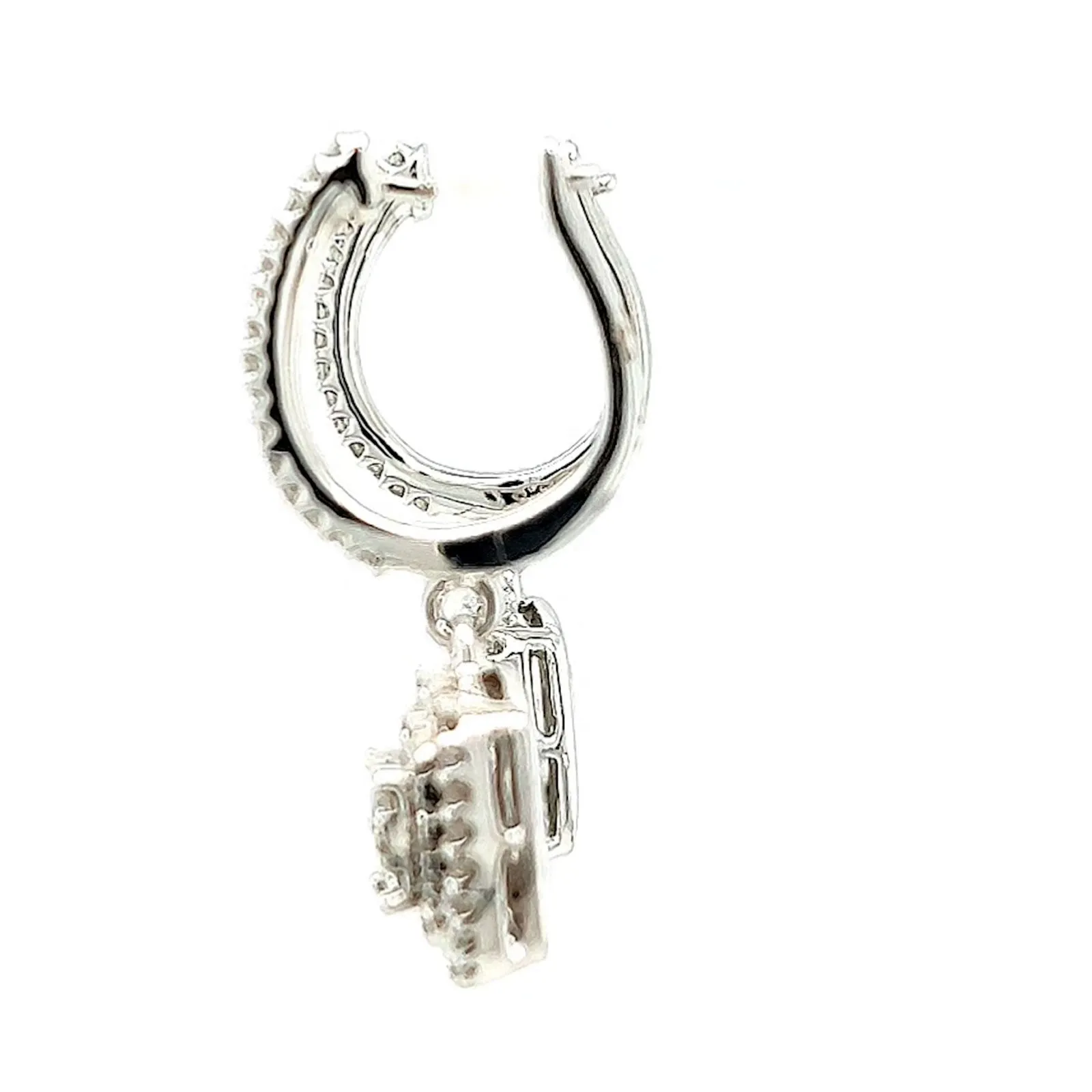 London 9ct White Gold Round Brilliant Cut with 1/2 CARAT tw of Diamonds Drop Earrings