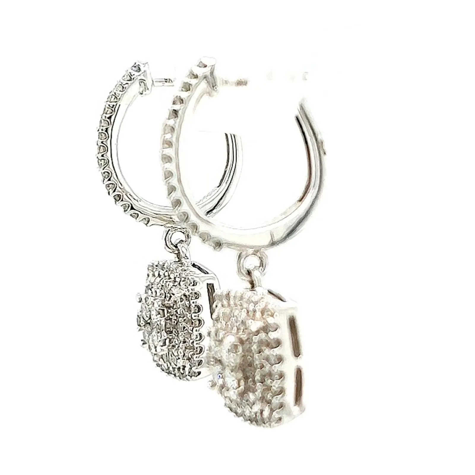 London 9ct White Gold Round Brilliant Cut with 1/2 CARAT tw of Diamonds Drop Earrings