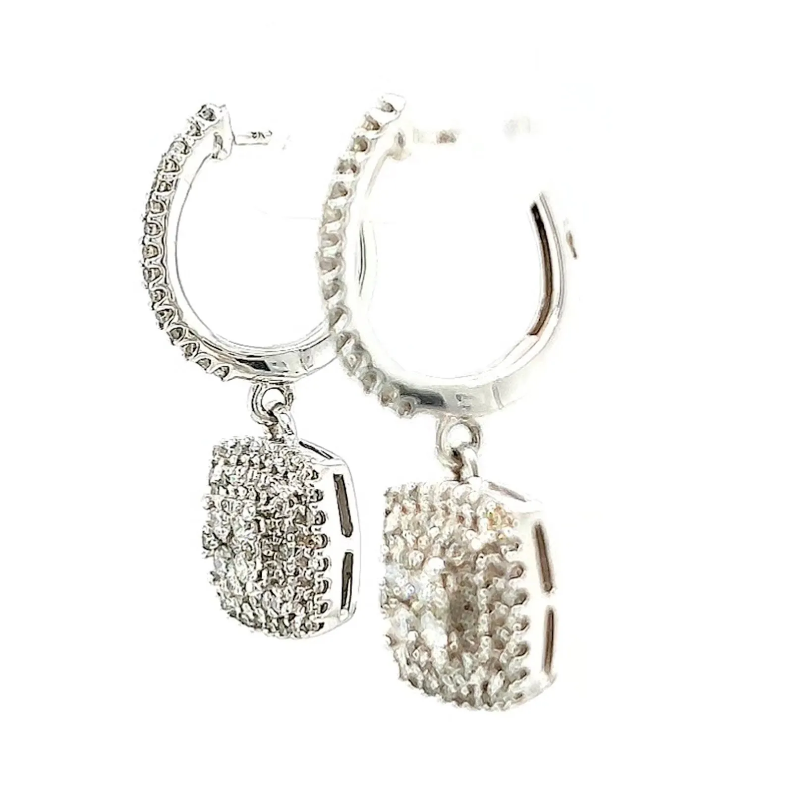 London 9ct White Gold Round Brilliant Cut with 1/2 CARAT tw of Diamonds Drop Earrings