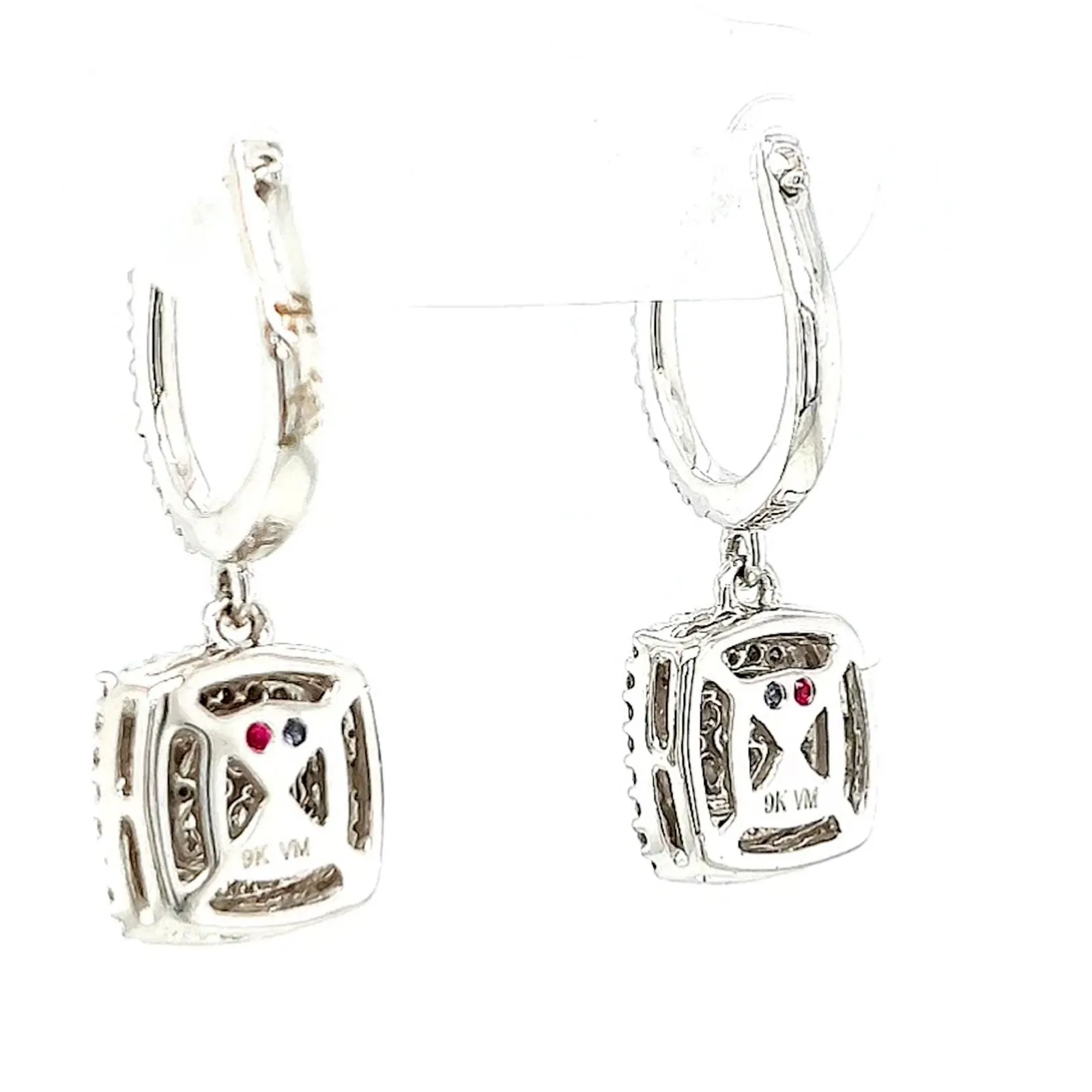London 9ct White Gold Round Brilliant Cut with 1/2 CARAT tw of Diamonds Drop Earrings
