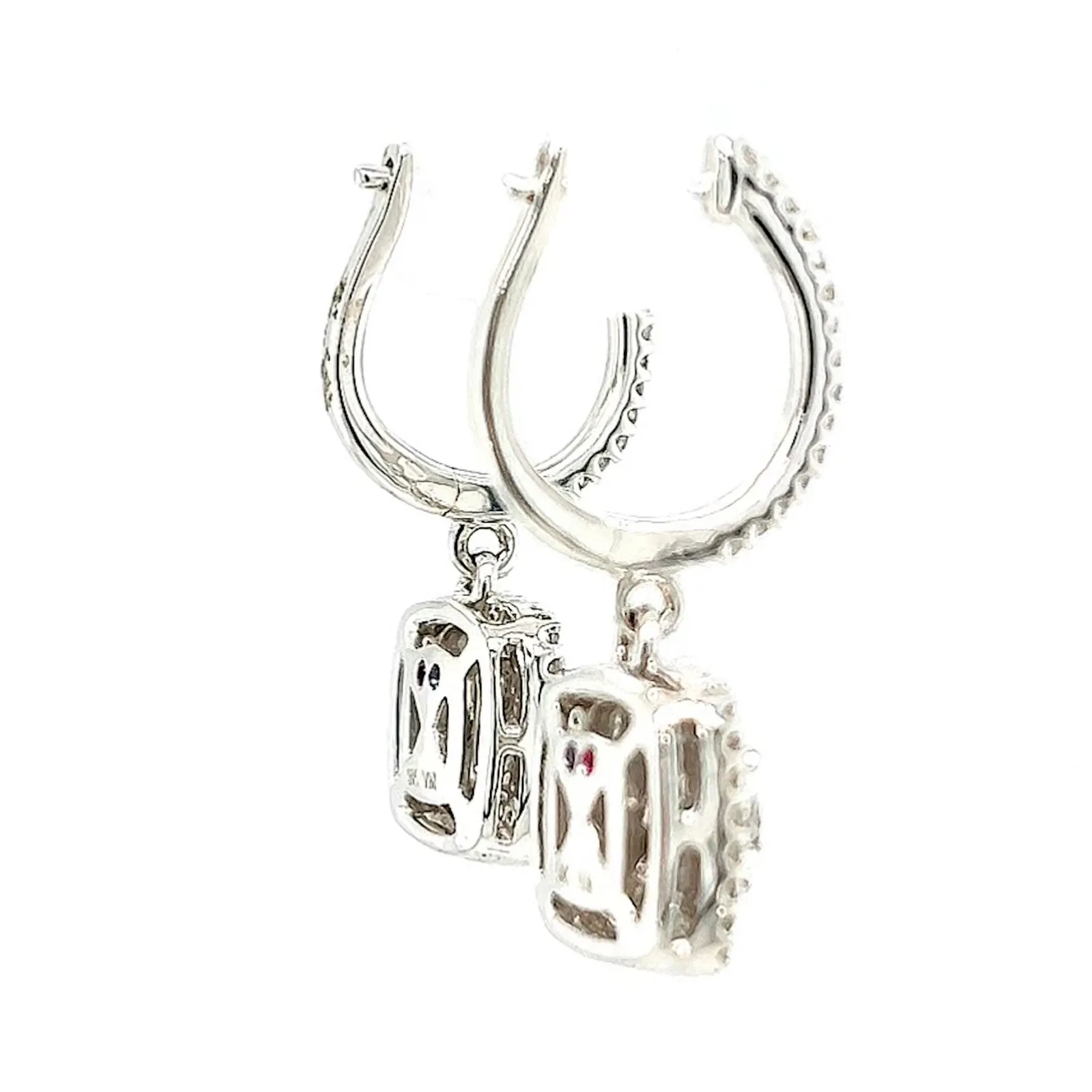 London 9ct White Gold Round Brilliant Cut with 1/2 CARAT tw of Diamonds Drop Earrings