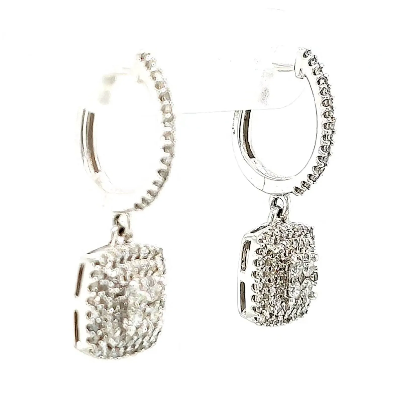 London 9ct White Gold Round Brilliant Cut with 1/2 CARAT tw of Diamonds Drop Earrings