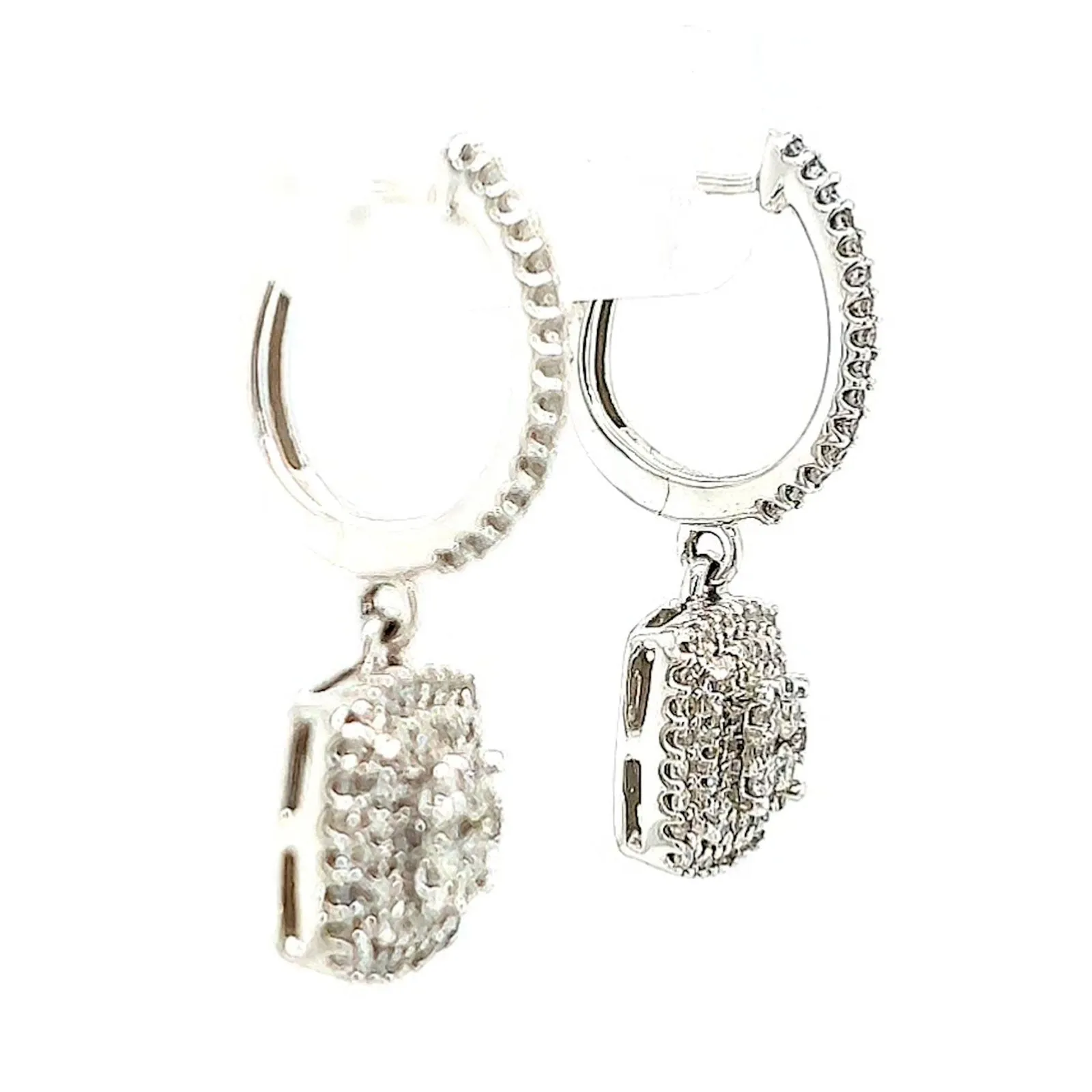 London 9ct White Gold Round Brilliant Cut with 1/2 CARAT tw of Diamonds Drop Earrings