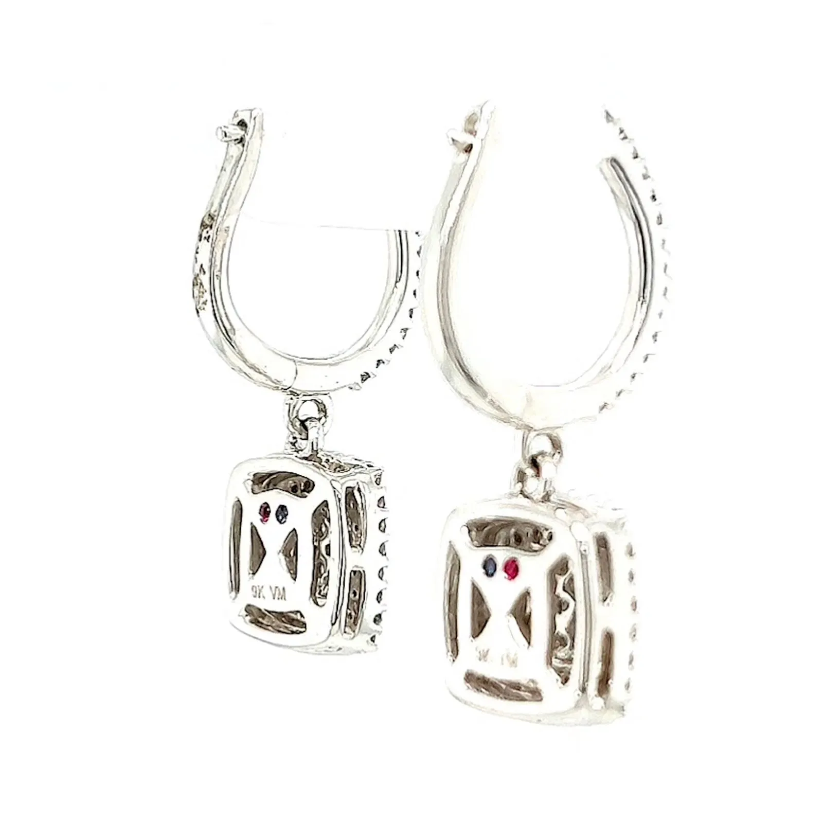 London 9ct White Gold Round Brilliant Cut with 1/2 CARAT tw of Diamonds Drop Earrings