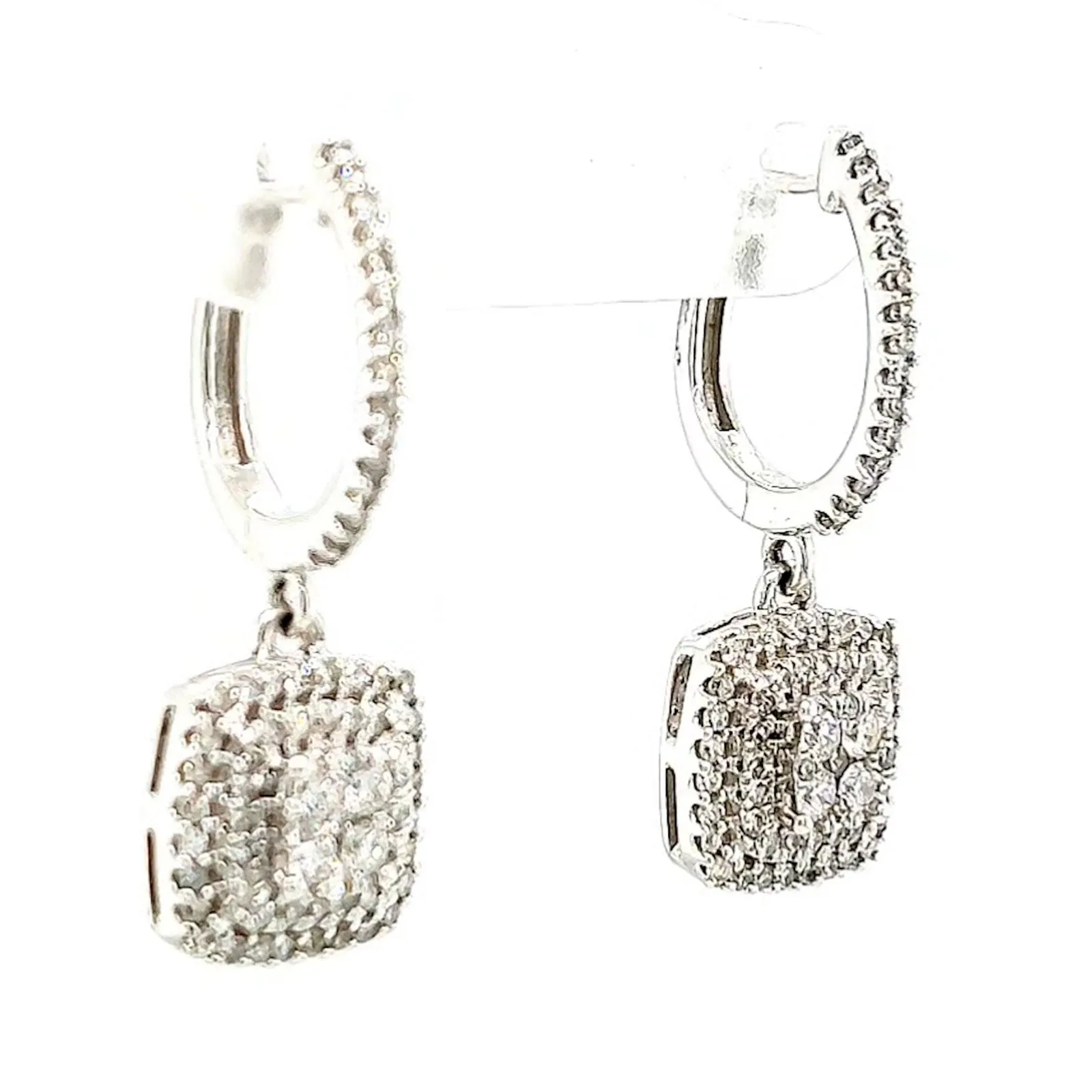 London 9ct White Gold Round Brilliant Cut with 1/2 CARAT tw of Diamonds Drop Earrings