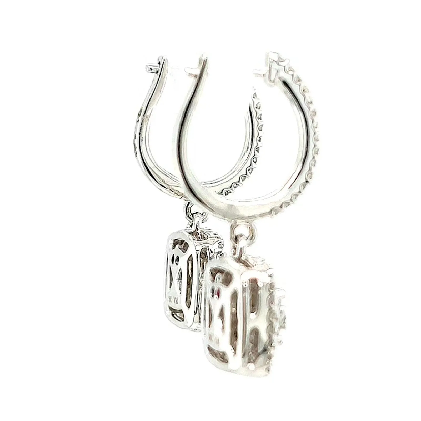 London 9ct White Gold Round Brilliant Cut with 1/2 CARAT tw of Diamonds Drop Earrings