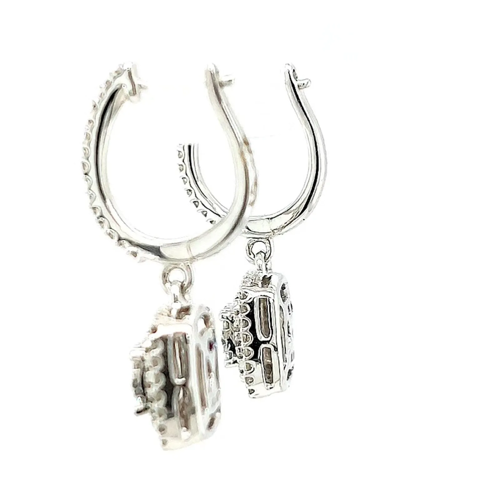 London 9ct White Gold Round Brilliant Cut with 1/2 CARAT tw of Diamonds Drop Earrings