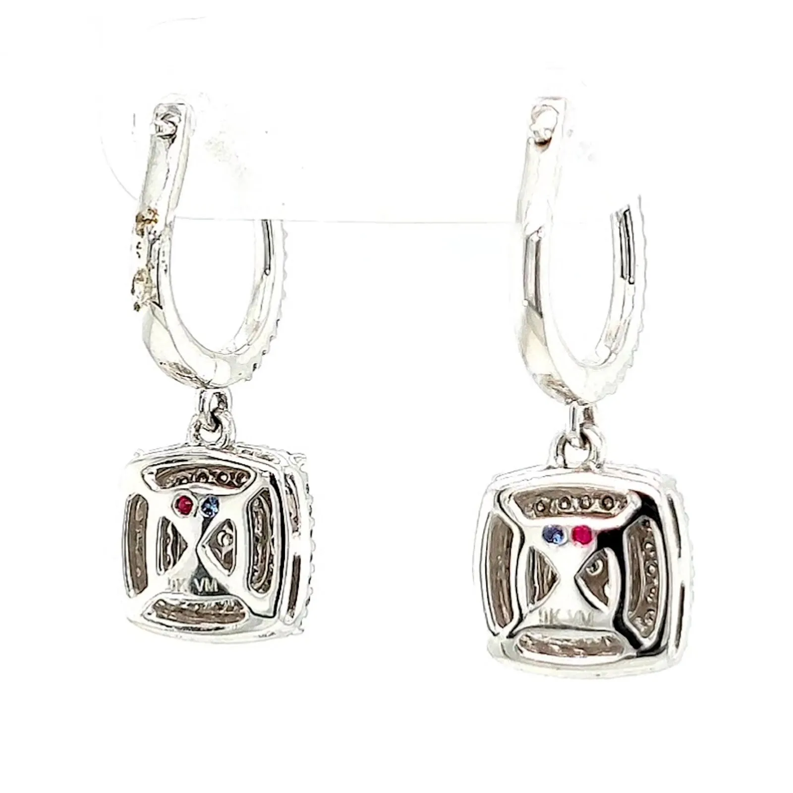 London 9ct White Gold Round Brilliant Cut with 1/2 CARAT tw of Diamonds Drop Earrings