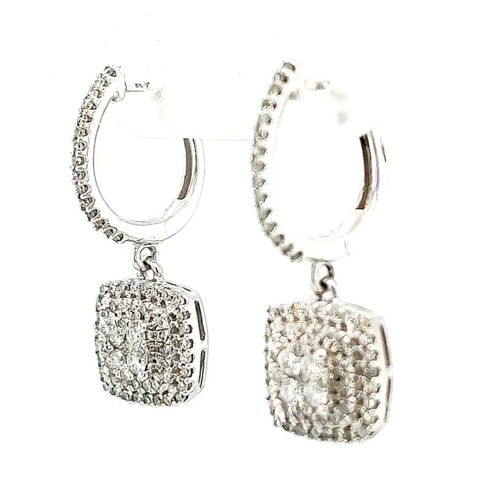 London 9ct White Gold Round Brilliant Cut with 1/2 CARAT tw of Diamonds Drop Earrings