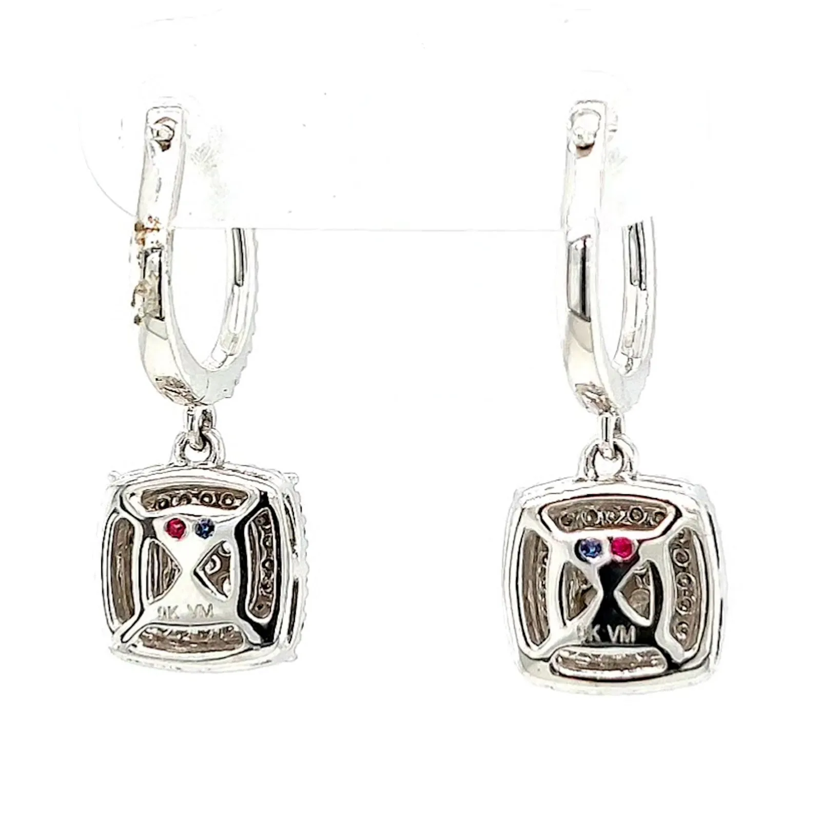 London 9ct White Gold Round Brilliant Cut with 1/2 CARAT tw of Diamonds Drop Earrings