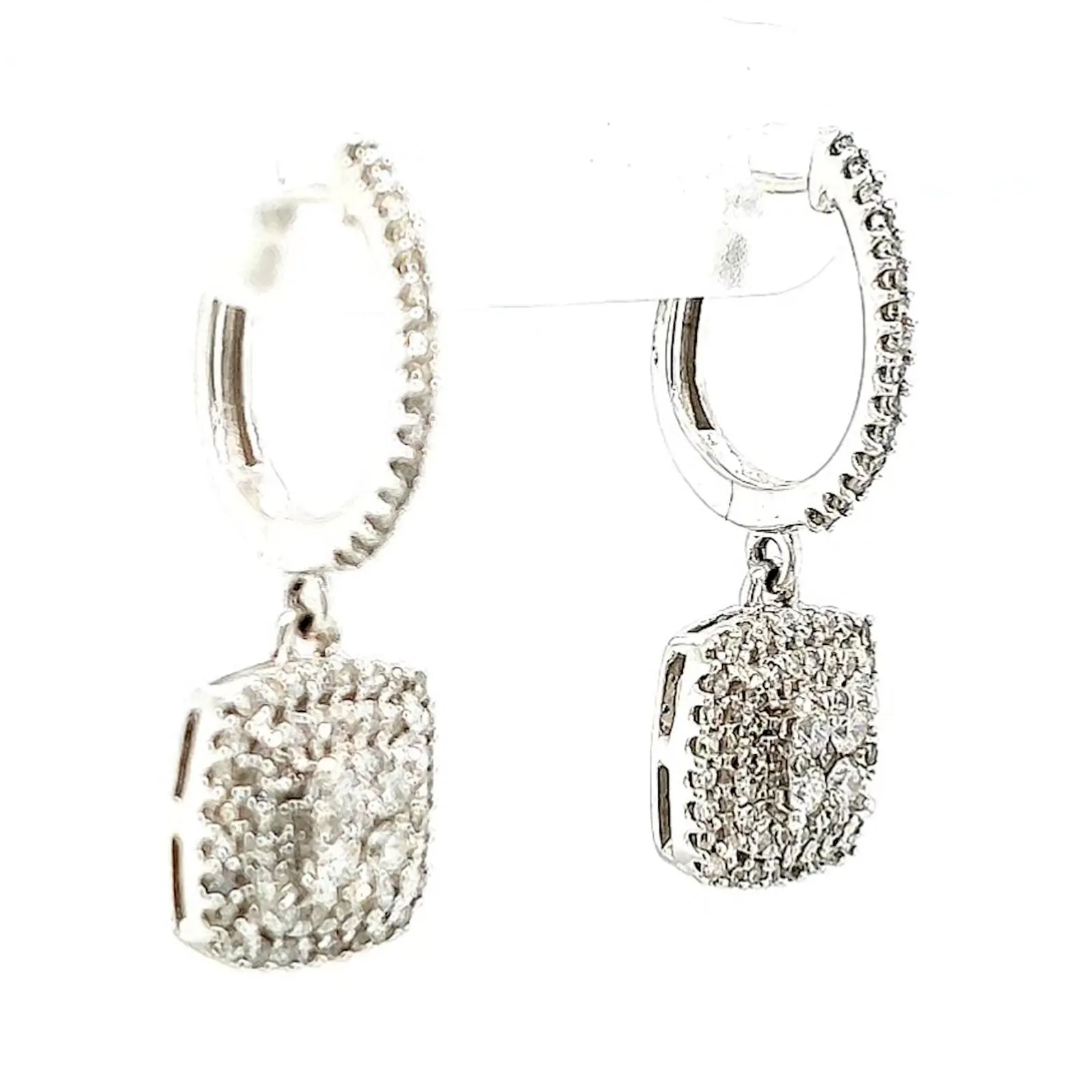 London 9ct White Gold Round Brilliant Cut with 1/2 CARAT tw of Diamonds Drop Earrings