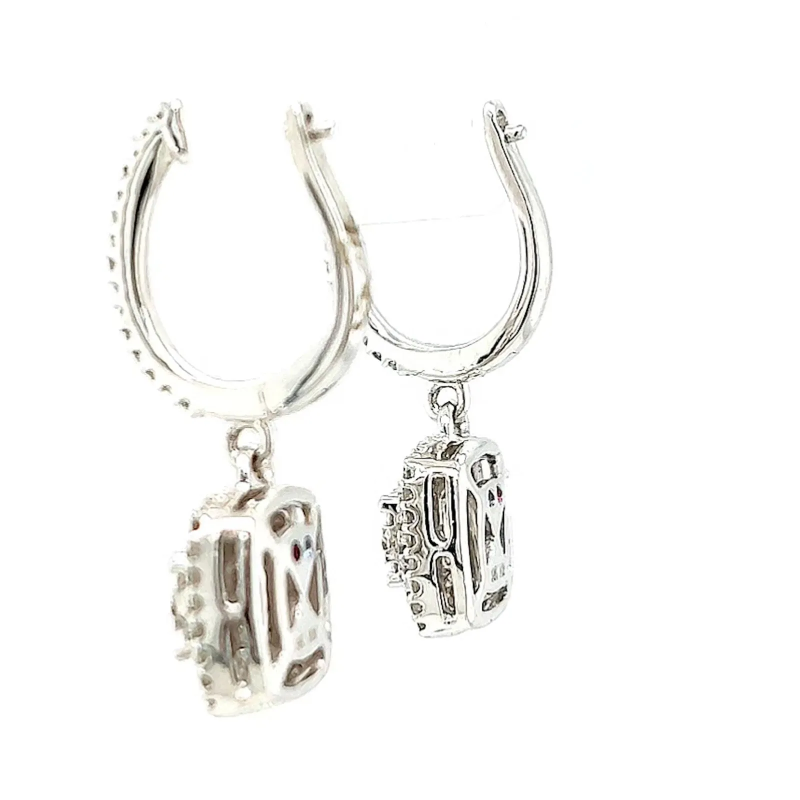 London 9ct White Gold Round Brilliant Cut with 1/2 CARAT tw of Diamonds Drop Earrings