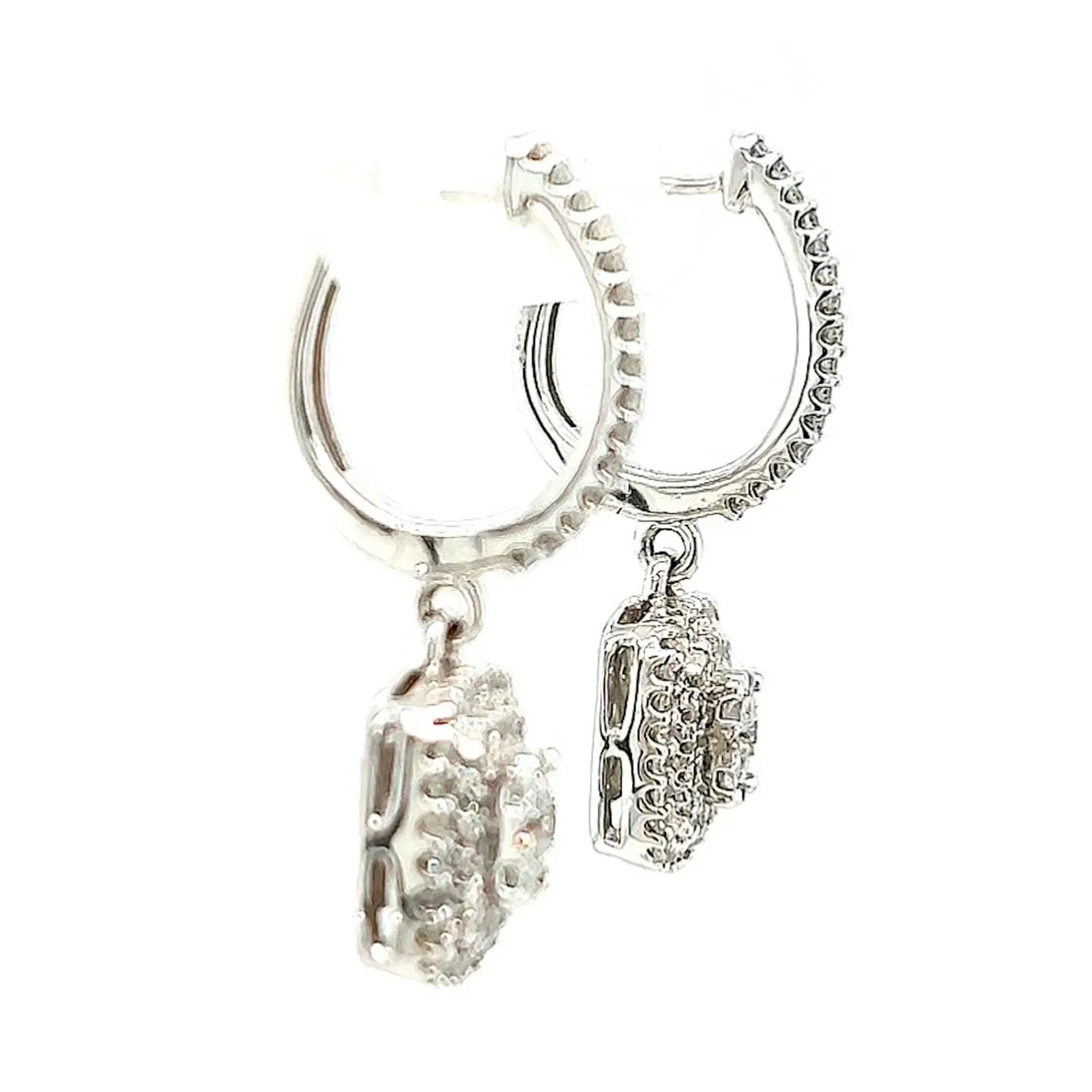 London 9ct White Gold Round Brilliant Cut with 1/2 CARAT tw of Diamonds Drop Earrings
