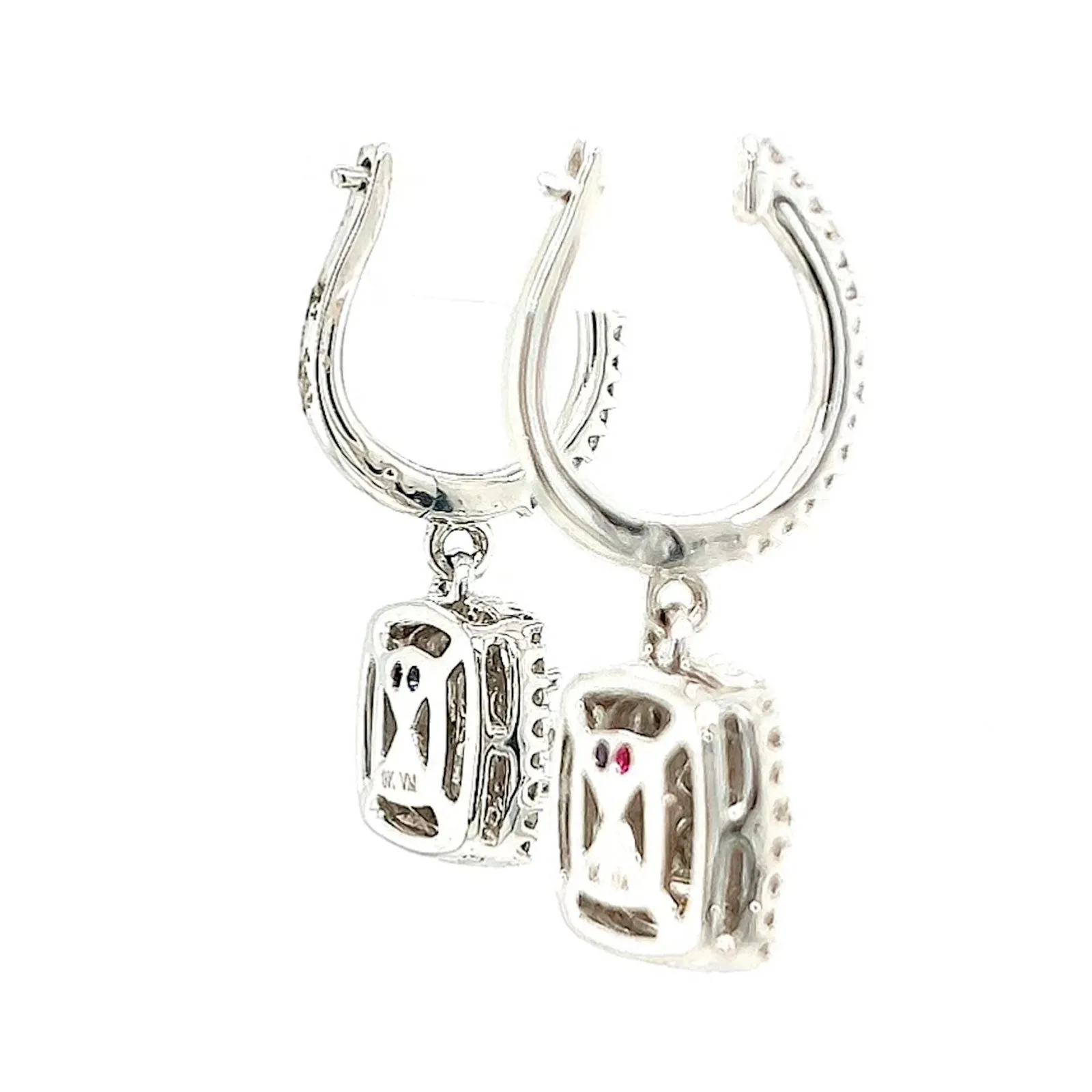 London 9ct White Gold Round Brilliant Cut with 1/2 CARAT tw of Diamonds Drop Earrings