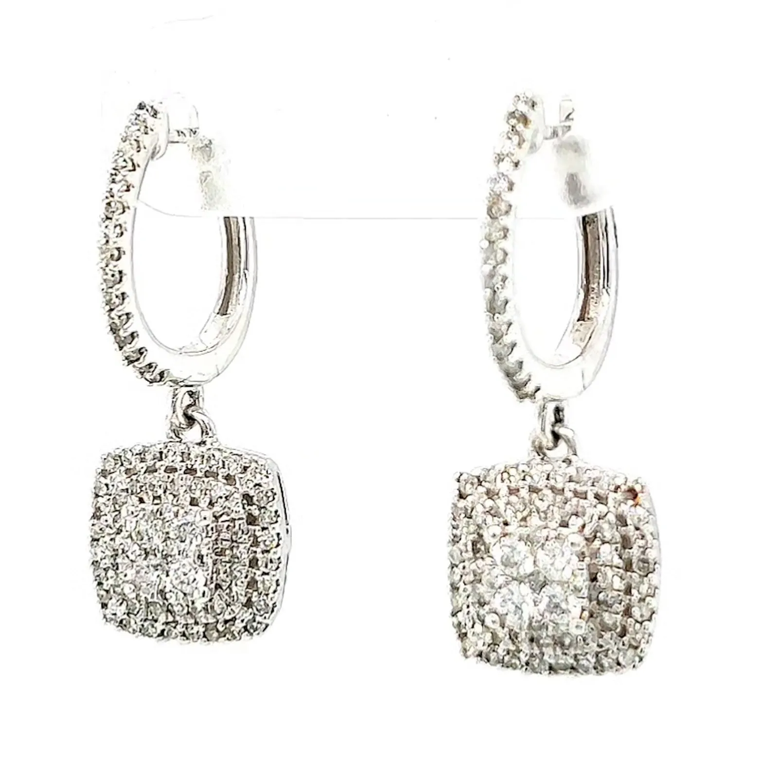 London 9ct White Gold Round Brilliant Cut with 1/2 CARAT tw of Diamonds Drop Earrings