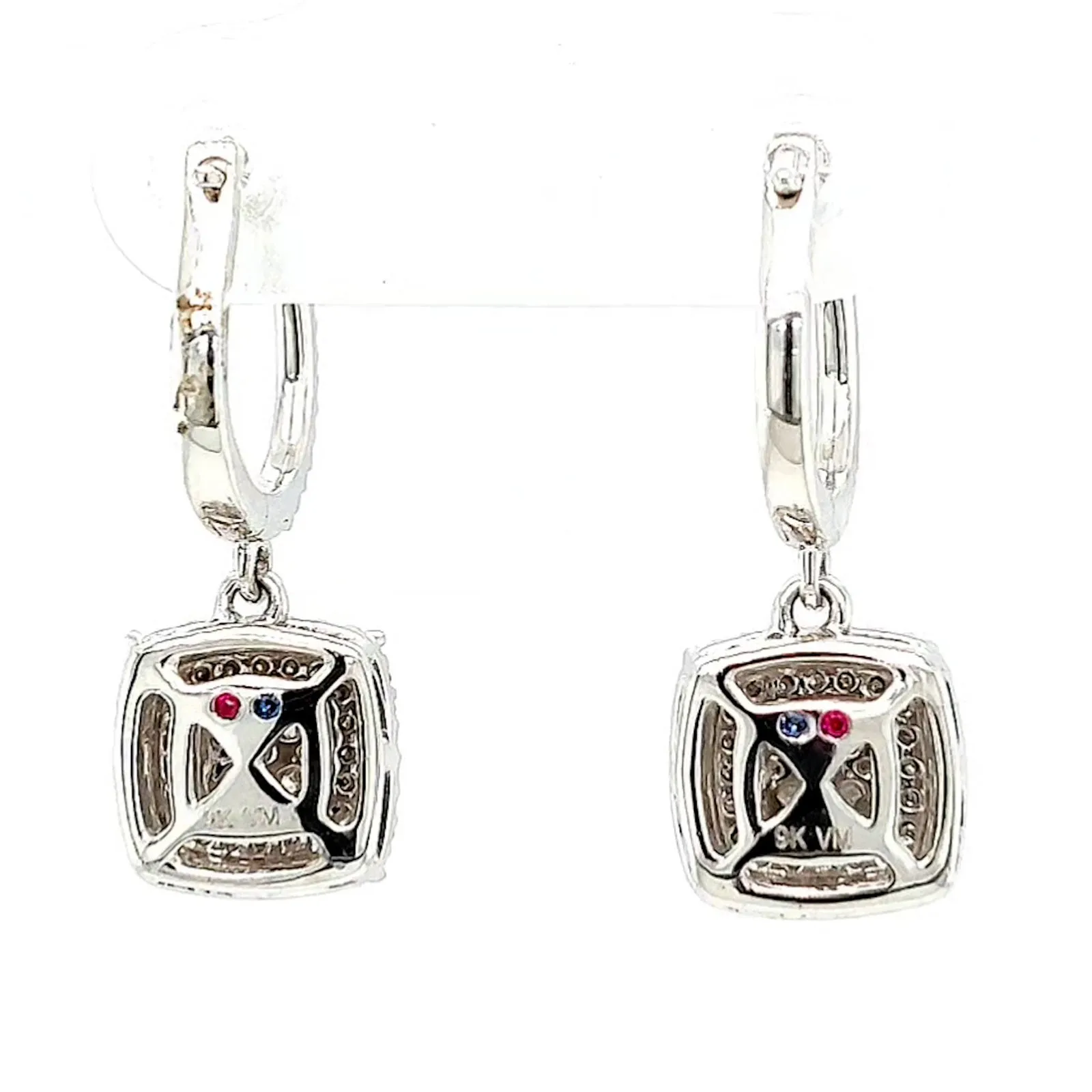 London 9ct White Gold Round Brilliant Cut with 1/2 CARAT tw of Diamonds Drop Earrings