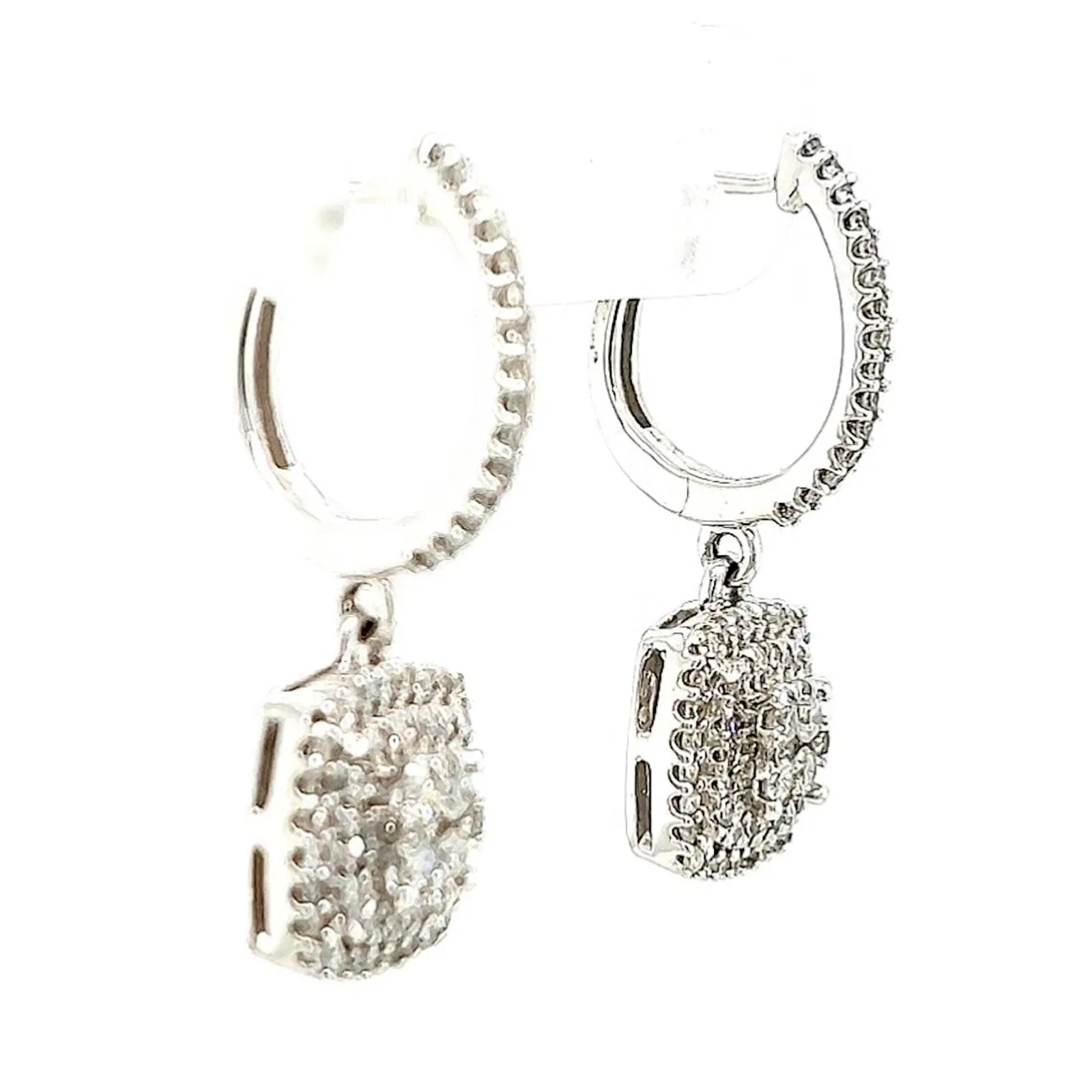 London 9ct White Gold Round Brilliant Cut with 1/2 CARAT tw of Diamonds Drop Earrings