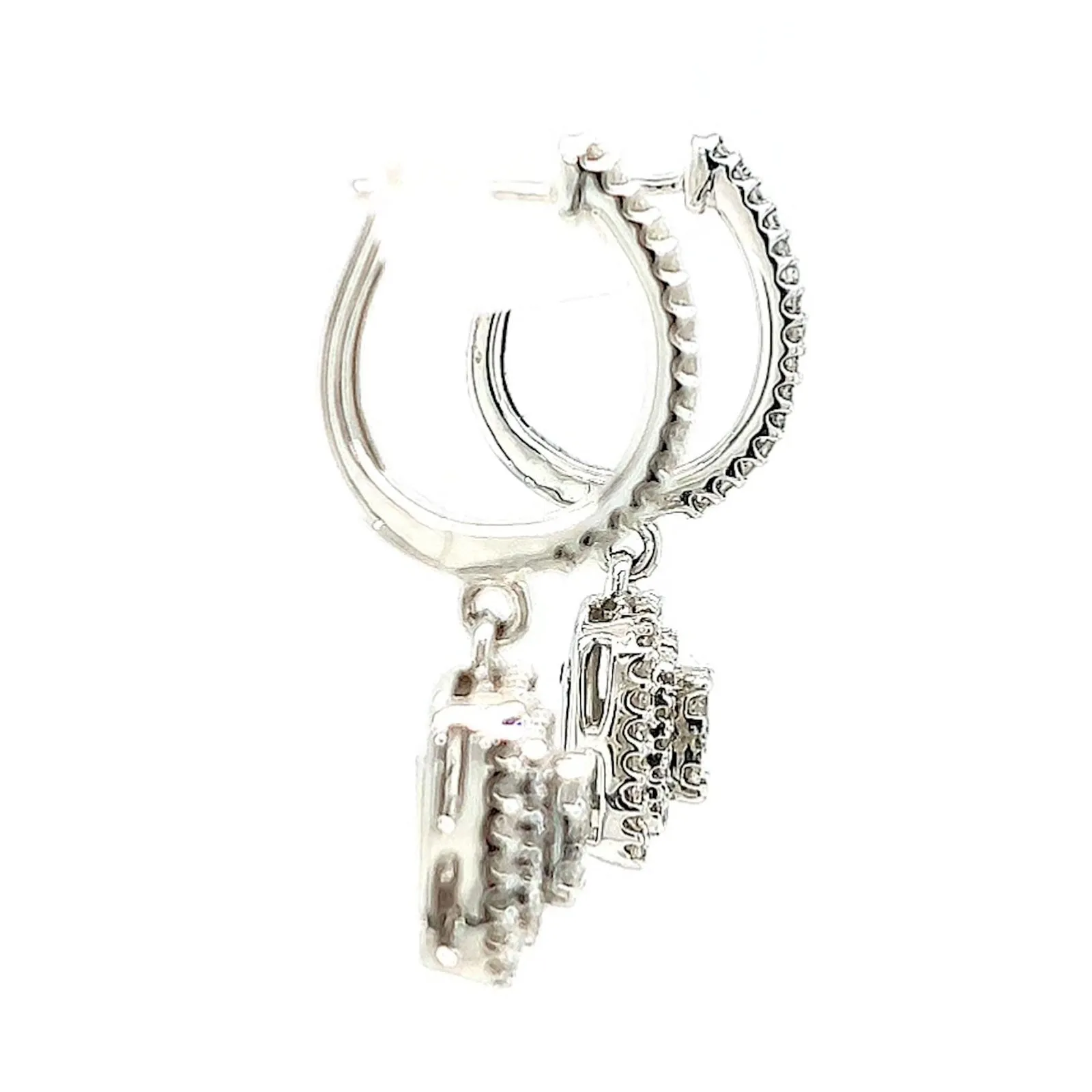 London 9ct White Gold Round Brilliant Cut with 1/2 CARAT tw of Diamonds Drop Earrings